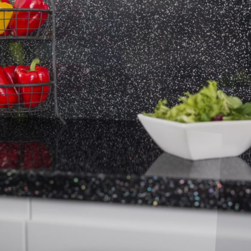 Black Sparkle Gloss Laminate Kitchen Worktop 40mm